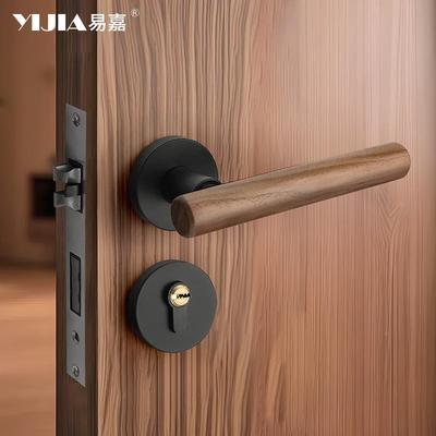 简复约室卧内室门锁房胡桃木静音磁吸间家用门ZIP把手古分体房门