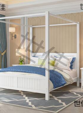 中式仿具古子架床架子复古床实木家床60715明清农床村四柱简约老