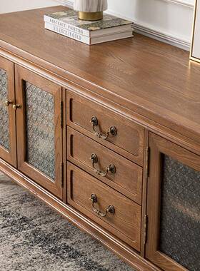 美式实木电古柜视27885法式复客厅储物视用听柜轻奢雕花多功能家小户型