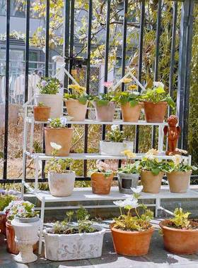 铁阶艺三层梯置花架约阳台花盆架子58272简户外花园落地多肉物架