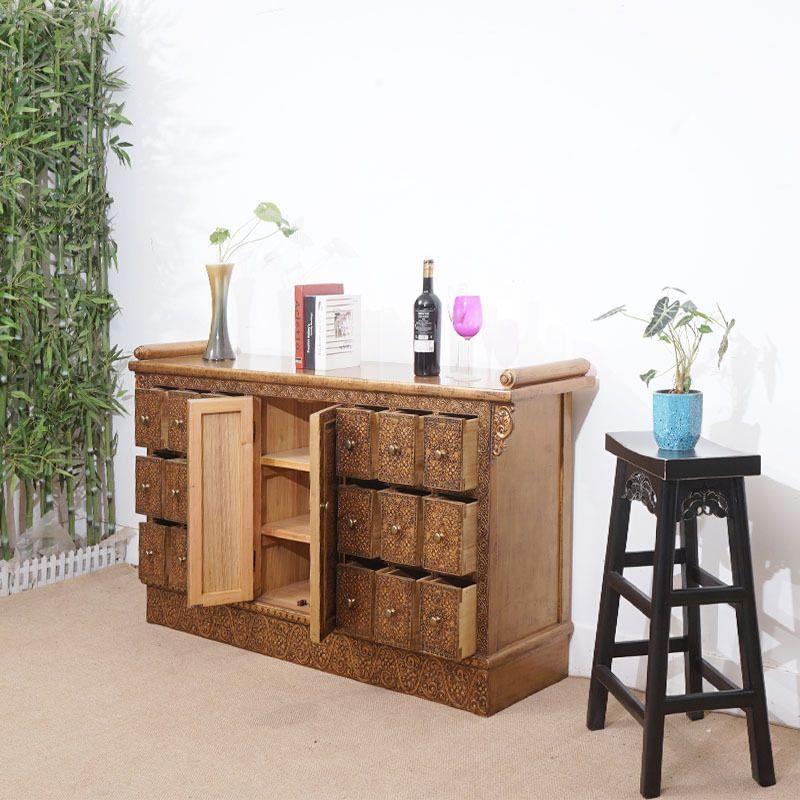 餐边柜实木户新中PIZ式家用客厅体厨房酒置物柜一靠墙小型复古柜