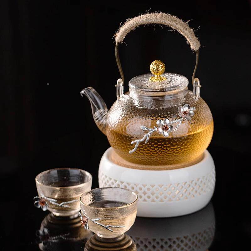耐热HZE玻璃茶壶带过滤花保温电陶炉煮茶烛器下茶午具套装加热蜡