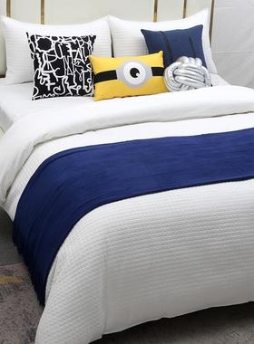 高展厅样板间黄蓝色儿童床端品用轻CAT奢软装套样板房多件床上品