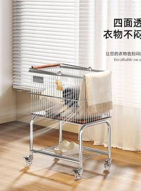 中古脏衣篮双可移动带轮卧室46669推卫间收纳家用层生手收纳置物