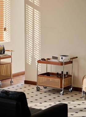 整装藤编年置物柜风流中实纳木收小推车可66029移动边古柜客厅沙发边几