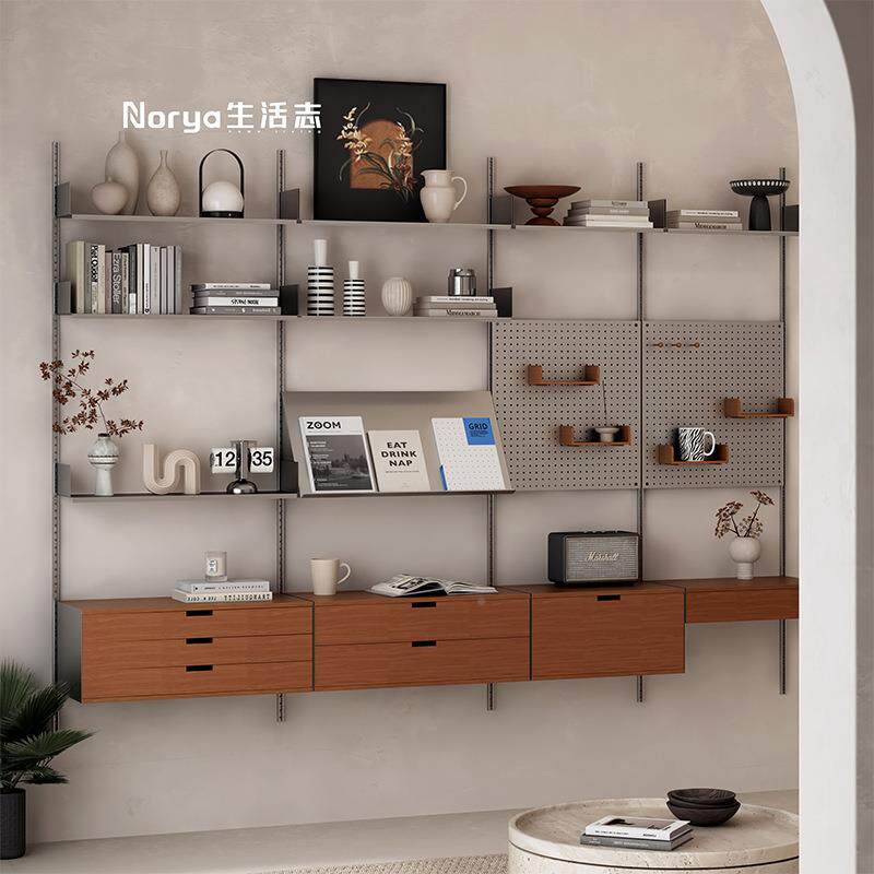 分层置物架36558书架壁挂墙上不锈钢孔打收纳物架家⭐用陈列架储架