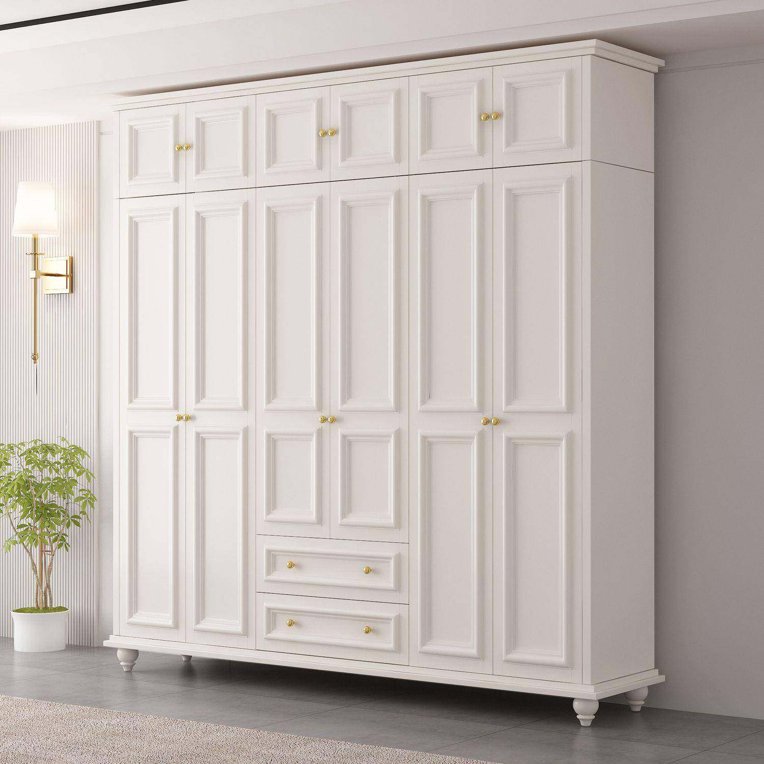 美式屉乡村大柜纯简约实木衣49676衣橱带顶柜色家用卧室带抽小柜