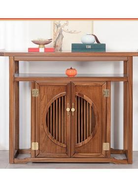 实新中式木玄关客厅墙储靠物柜入户门正对门超75415柜窄供桌榆木