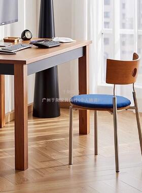 法中古式风餐桌椅美子实阳台桌椅套YDN装不锈钢式复木古伊姆斯圆