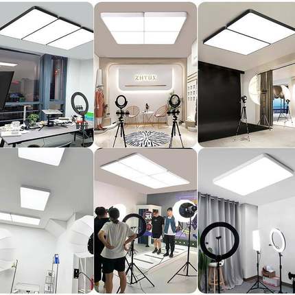 专业主直播影间无灯040LED吸6顶吊灯理68022发店美颜补光顶播灯服