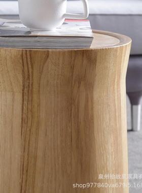 厂家直销实木套木日SGL-023式家圆形树脏用沙发边几角几泡茶桌配