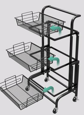【3742厂家直车销旋转折叠推车置架大容量厨房平行】小推客物厅收