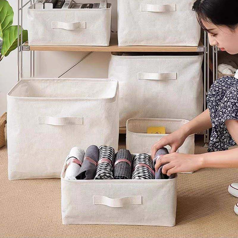 日式棉麻布艺纳筐可折叠物衣服收纳盒纳CAD大号玩具衣收整理收置
