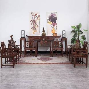 香中堂六件套村堂屋1农2件套太师椅中实木式 条案77407案神台供桌新中式