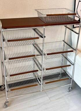 中古小推车置22713物架可移理动多功能整地筐榉储木家用落多层收