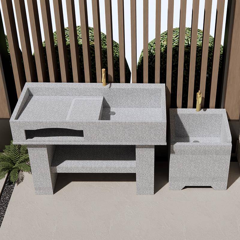 N5盆岗岩洗衣花池户外洗手池室内外阳台农村庭院水F76T78ST槽台一