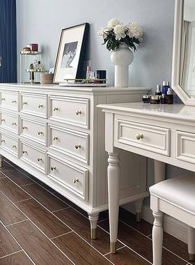 3Y美式斗抽白色实木储物柜客收纳柜五F77MSSJJ六七八九斗柜厅卧室