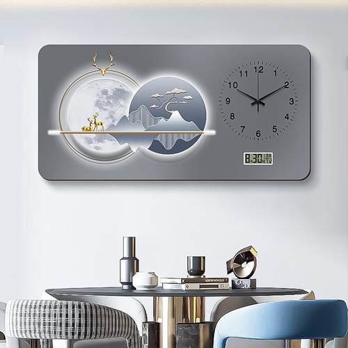 现代轻福禄精雕奢万年历大尺挂寸带钟表箱电表装饰画遮盖挡配电箱