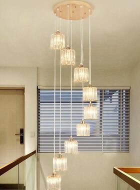 晶奥约美优楼梯长吊灯现代简77936复式水美式轻楼奢别墅高层旋转L