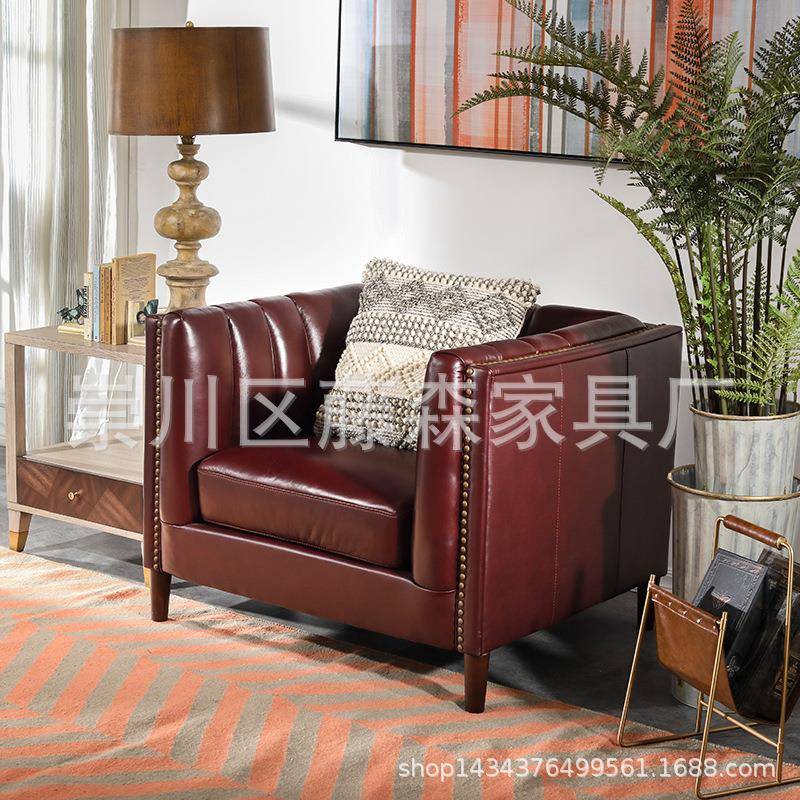 美洽式皮蓝色艺单三人沙发店铺售楼处沙发谈双客户接待96498沙发
