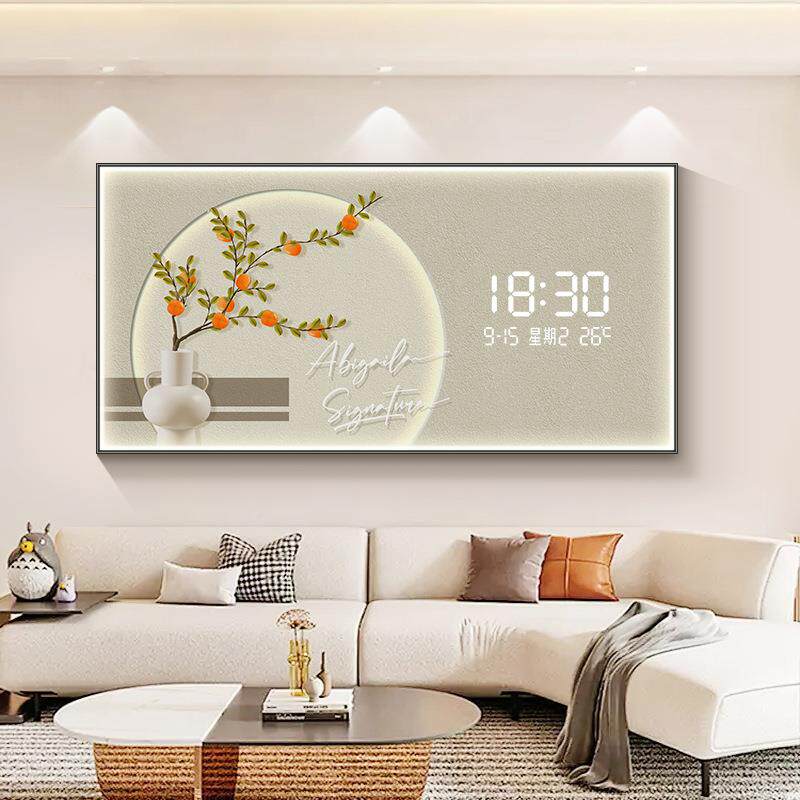 简约植PYA装LED电子钟表挂钟客绿厅饰画沙发背景创意餐时钟壁灯挂