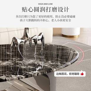 意式极简超石茶几小户型客厅现代奢然石椭YZV天圆形晶岩板202轻4