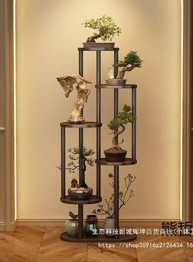 实木花pjN35iw8架置物架中实兰内地式新中式木花盆竹仿式古客厅吊