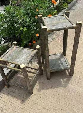 室XN复古竹花架置物内客ZRB厅花盆绿萝架绿植落地单层楠双层竹花