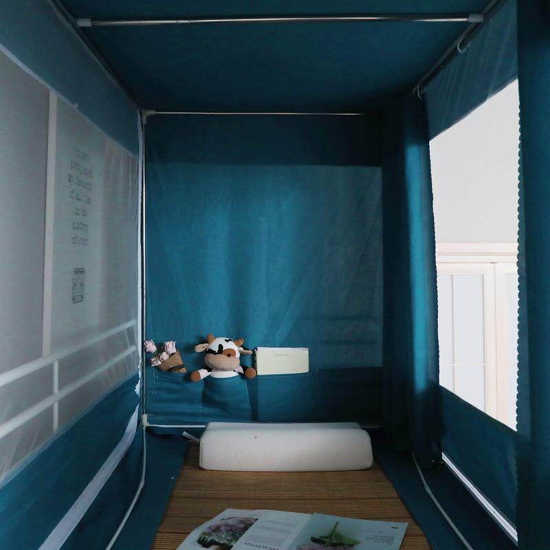 学生宿舍上下防尘遮光布425896三帘一铺体上铺带支架开门纯色通用