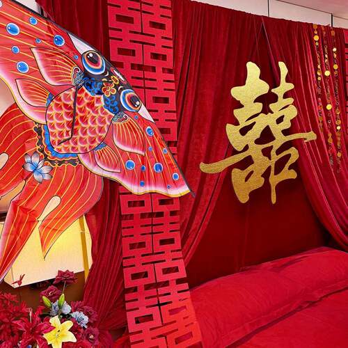 婚房布置套装店装床头饰丝F997JT98绒布支架女方出酒嫁闺房婚用庆