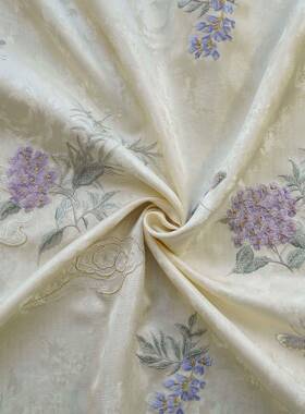 新中式仿蝴宋锦绣球花布蝶ODY5315-绣花面料国风汉提服马甲外套重