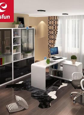 白色桌易书桌015简约现代板式烤漆旋书转简转角多功能脑桌办公桌