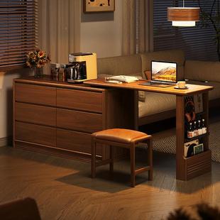 中式黑桃木梳妆台柜复古轻奢卧室写字台置物架体书桌化斗胡妆SSF