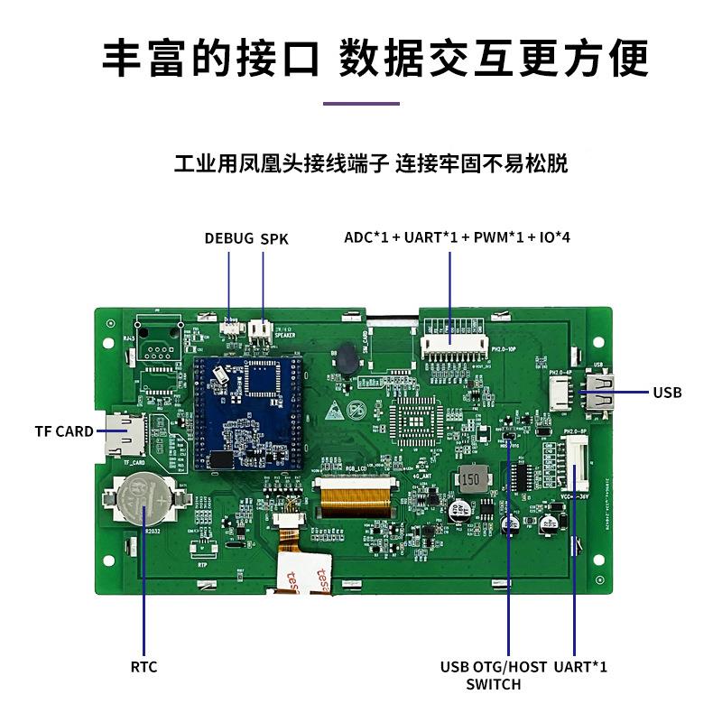 7幕寸屏工业串屏自ZAW串口通信定义操口作界面免代码开发电阻触摸