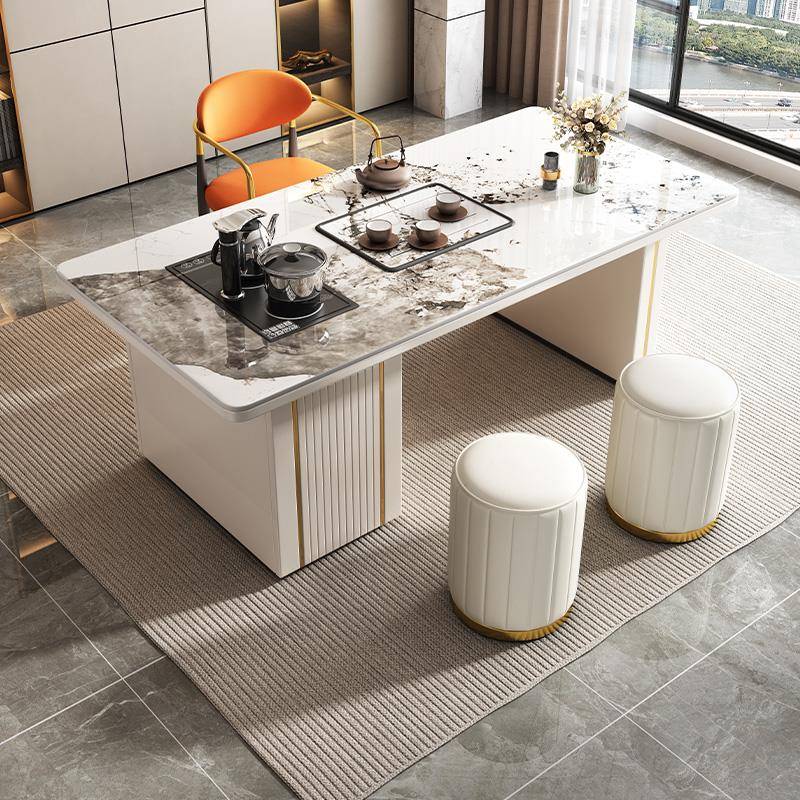 c椅岩s轻奢风板茶桌组办公室家用奢华阳台办合YJ公桌茶台吃饭桌子