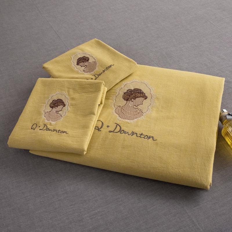 新款水洗刺绣棉四件红套全棉床上用品纯棉床NTO单床笠上床网套件