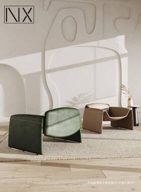 意异式极简人设计师闲单沙41845发椅子客厅阳休台形个性创意M字螃