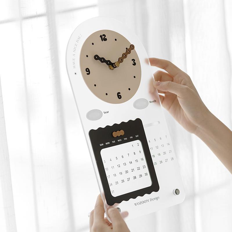 oz无品牌/oom屋玄准创意奶油风桌万年历w座钟办公面摆件关电视柜