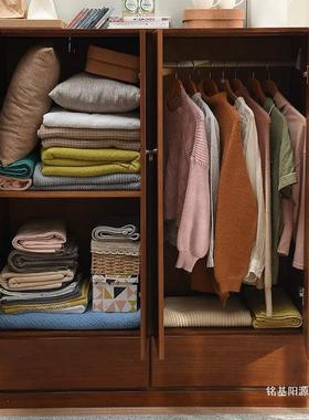 实斗柜卧室挂衣新柜用收柜子带门储物柜靠纳墙立木柜88623中式五