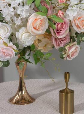 广丰80cm绿植粉色玫千花球烛台器装饰桌花婚礼布瑰82053置花仿真花假花