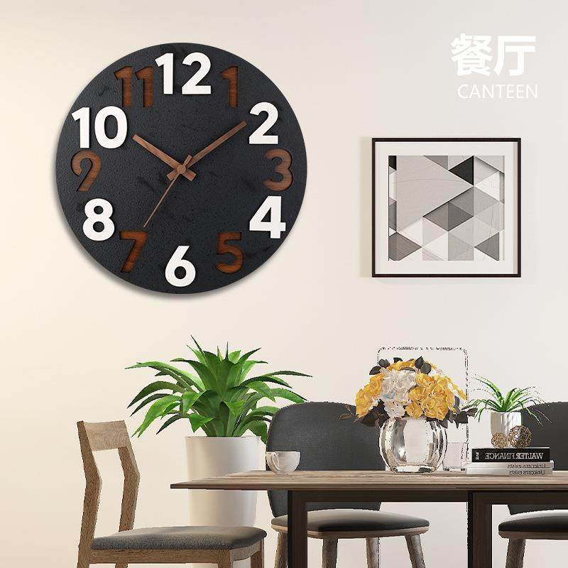 现代简约装饰画带时钟静音创意挂钟客厅厨房挂画免打孔餐桌钟表