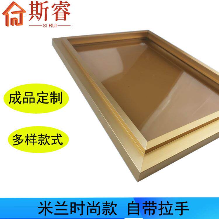 米兰时尚款自带拉手铝框玻璃门意式平开门窄边玻璃柜门衣柜橱柜门