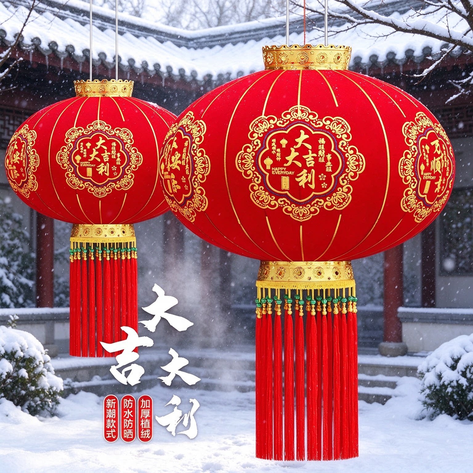 大红灯笼吊灯中国风宫灯户外防水新年春节过年大门口一对挂件装饰