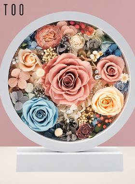 saytoo永生花创意花好月圆触摸台灯床头小夜灯新婚生日礼物送女友