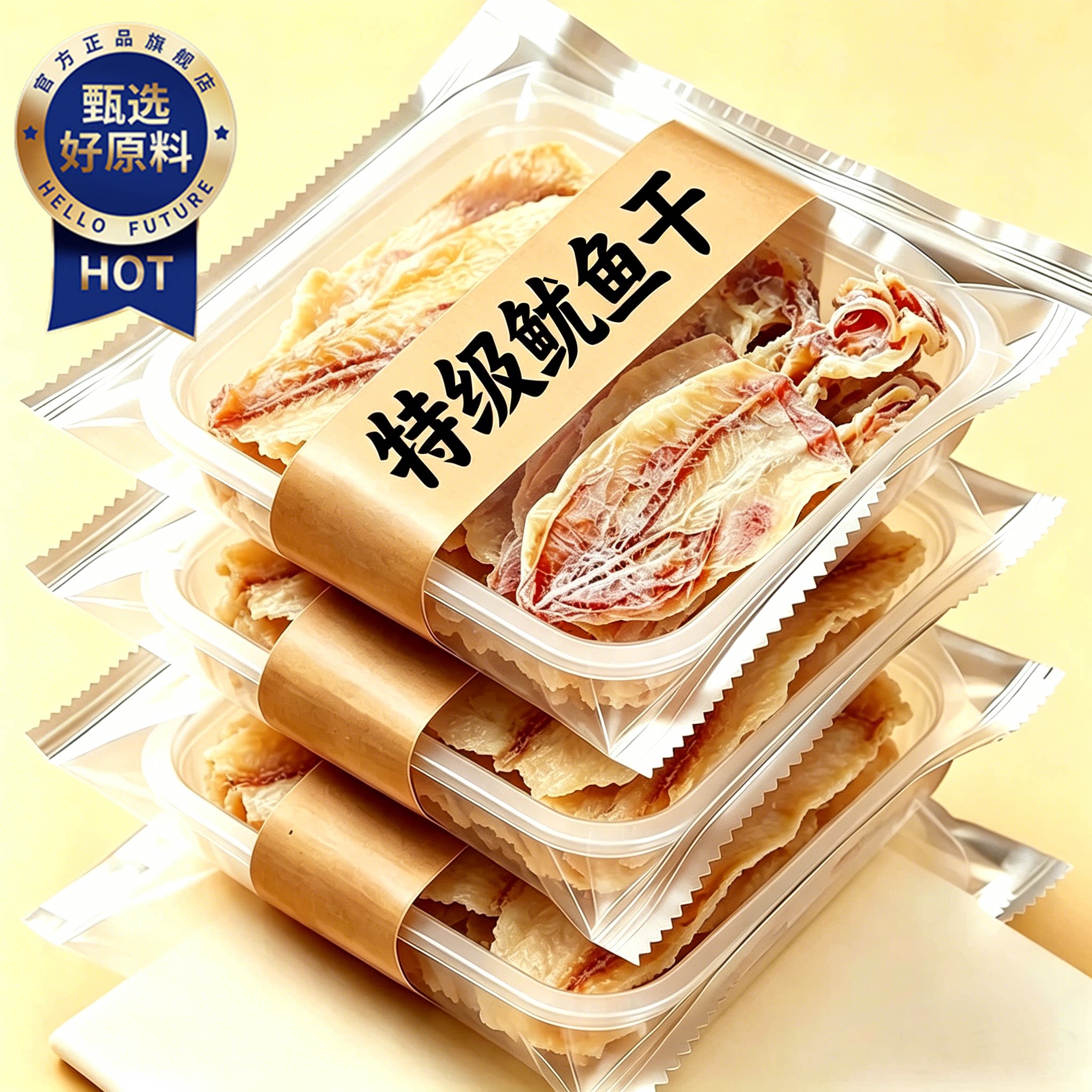 鱿鱼干鱿鱼丝干货特级手撕芥末烧即食北海大鱿鱼条零食碳烤无添加