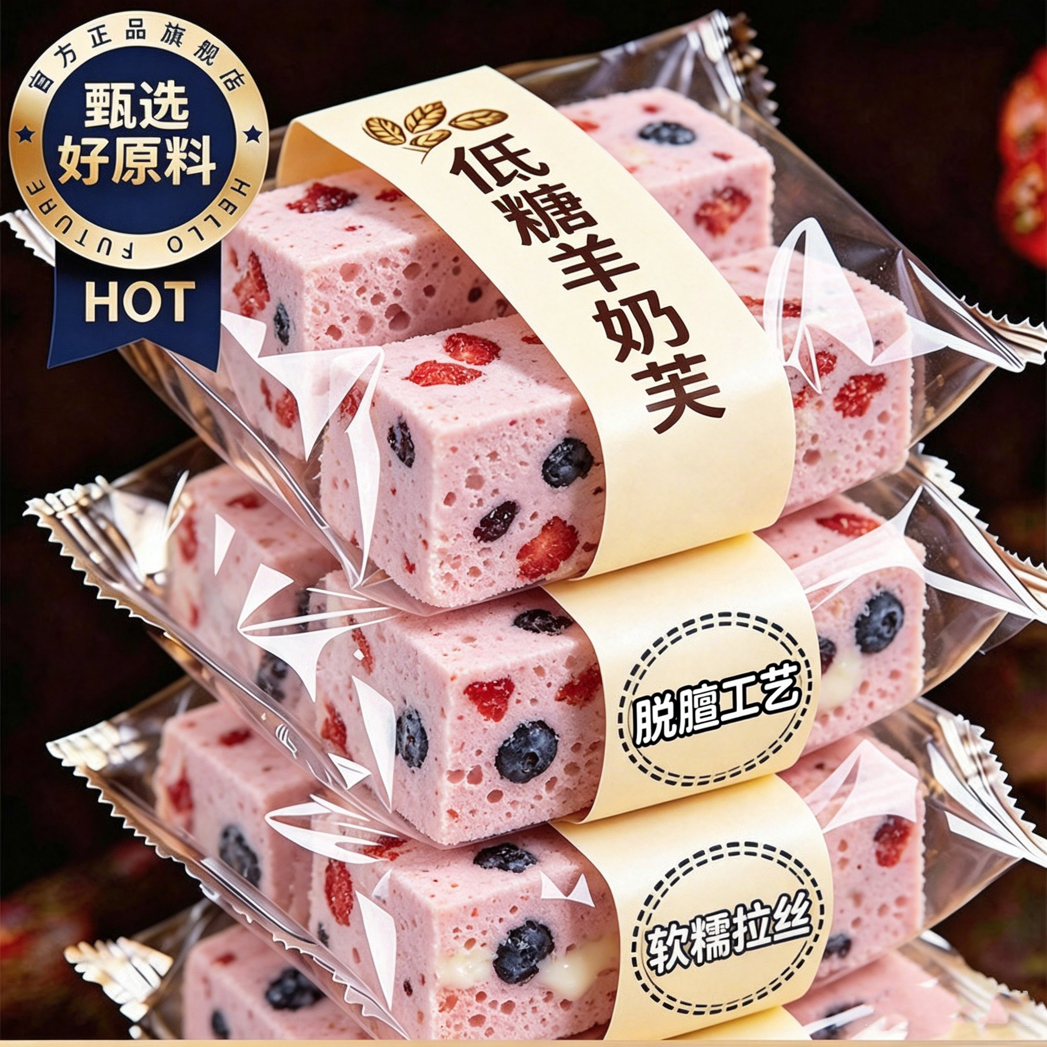 正品草莓味羊奶芙官方旗舰店网红冻干零食正版拉丝长条无添加儿童