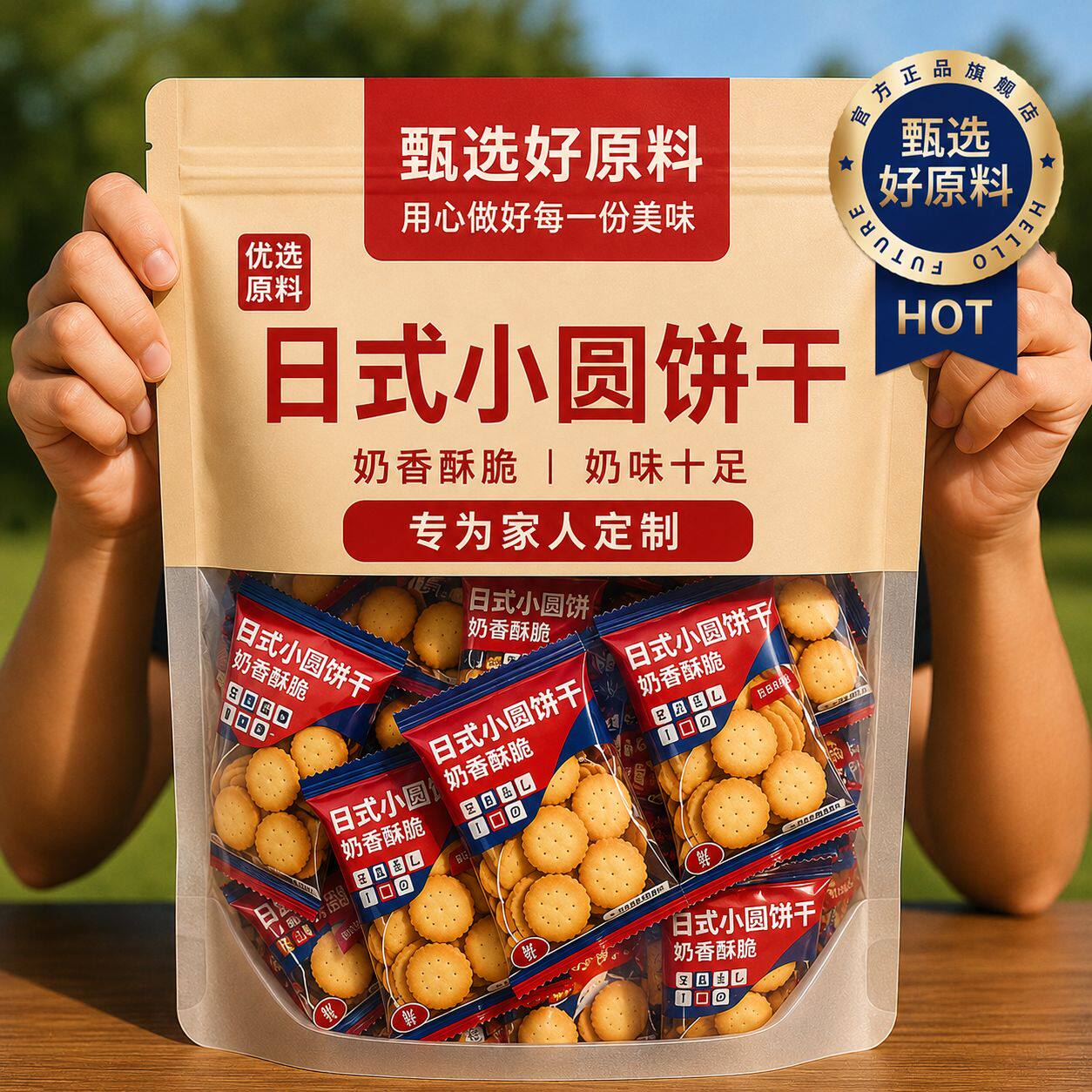 农科院日式小圆饼海盐味北海道旗舰店牛奶薄脆饼干新货独立包装