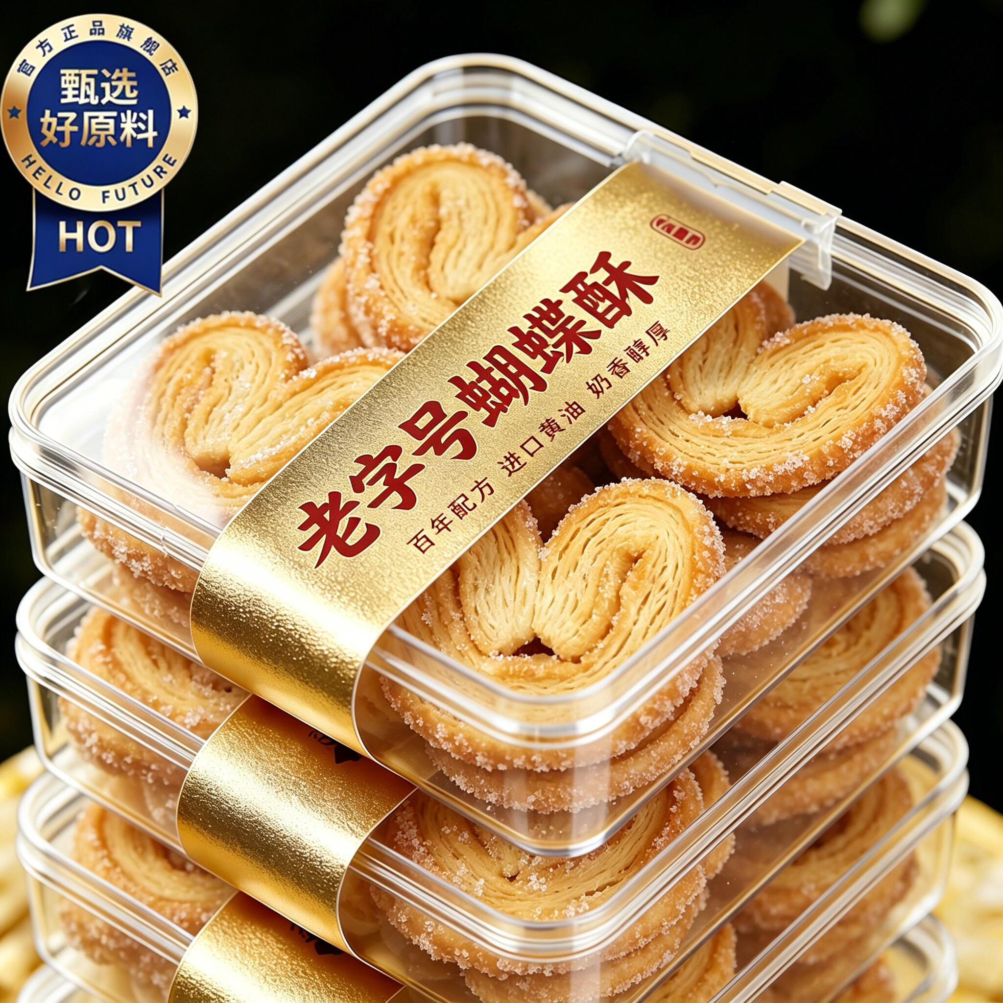 农科院国际饭店蝴蝶酥上海老字号香港特产独立包装黄油饼干小零食
