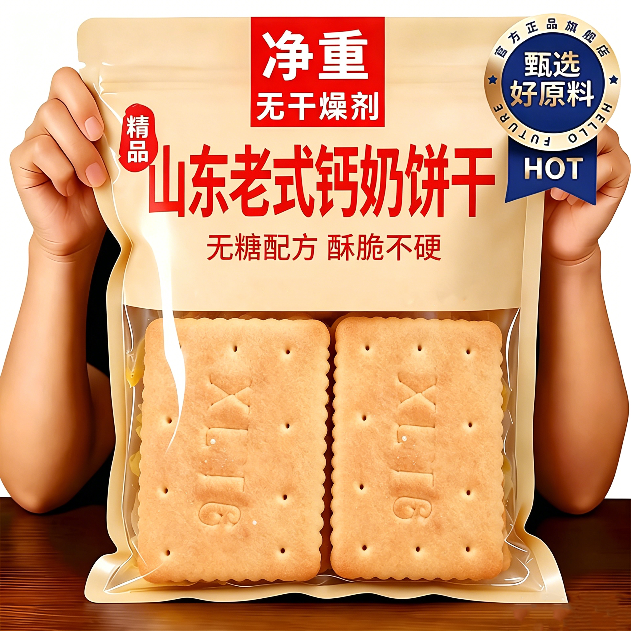 青岛无糖钙奶饼干官方旗舰店整箱山东老式青食饼干小包装儿童老人图片