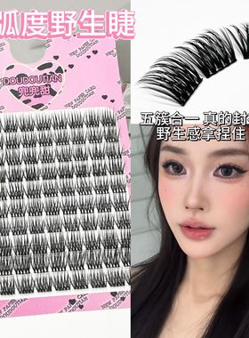 野生漫画D翘假睫毛夹心单簇浓密上镜嫁接纯野风假睫毛嫁接兜兜甜